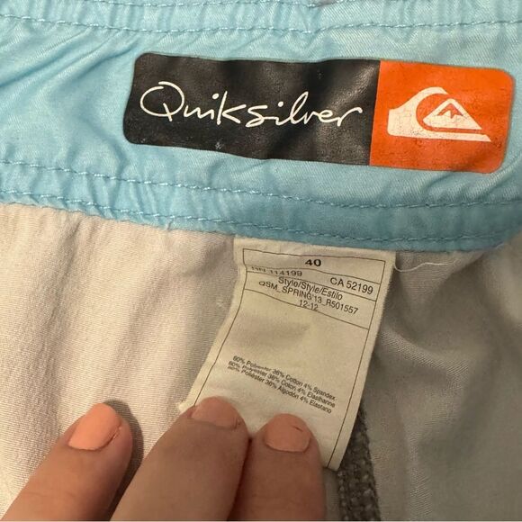 Men's Quiksilver Gray Swimsuit Board Shorts with Blue Accents - Picture 5 of 7